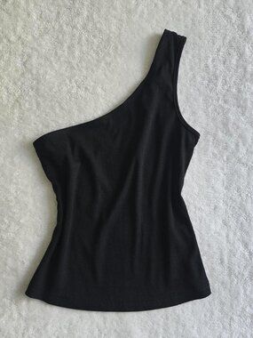One shoulder ribbed tank top